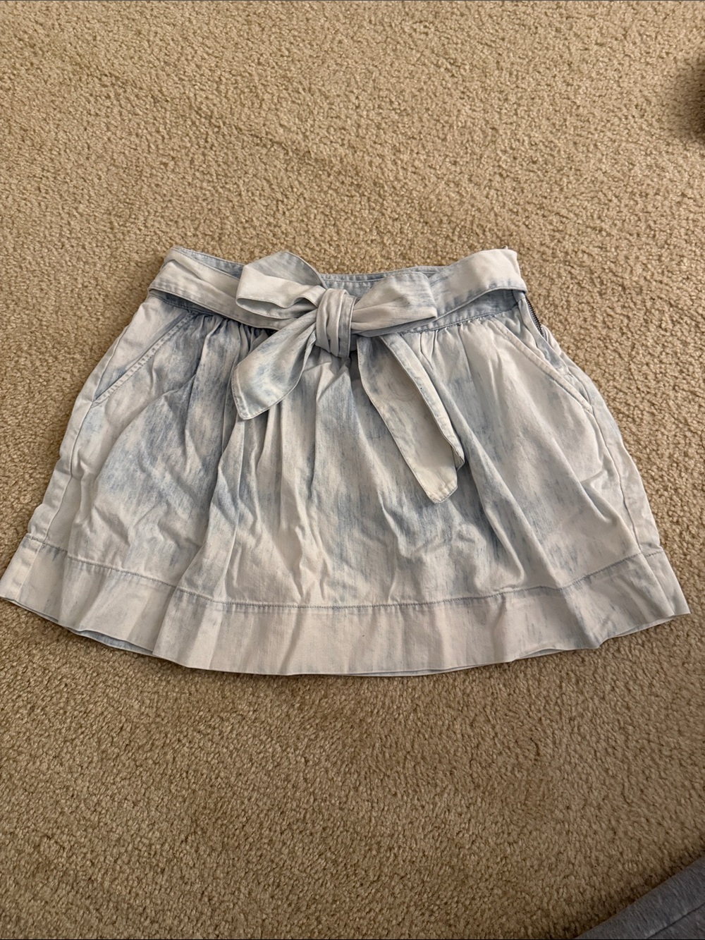 Juicy Couture Calumet Y2K Blue Bow Acid Wash Chambray Circle Skater Mini Skirt